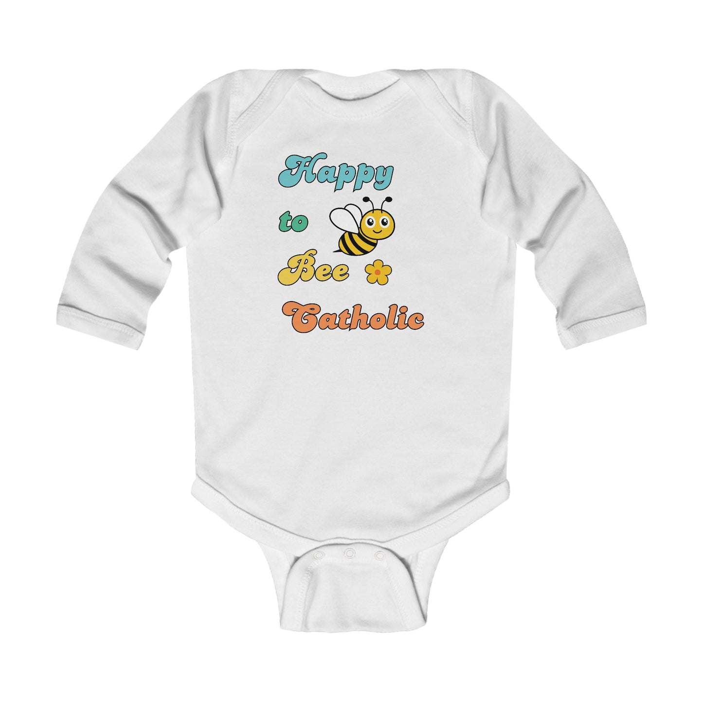 Happy to Bee Catholic | Boy & Girl Long Sleeve Bodysuit