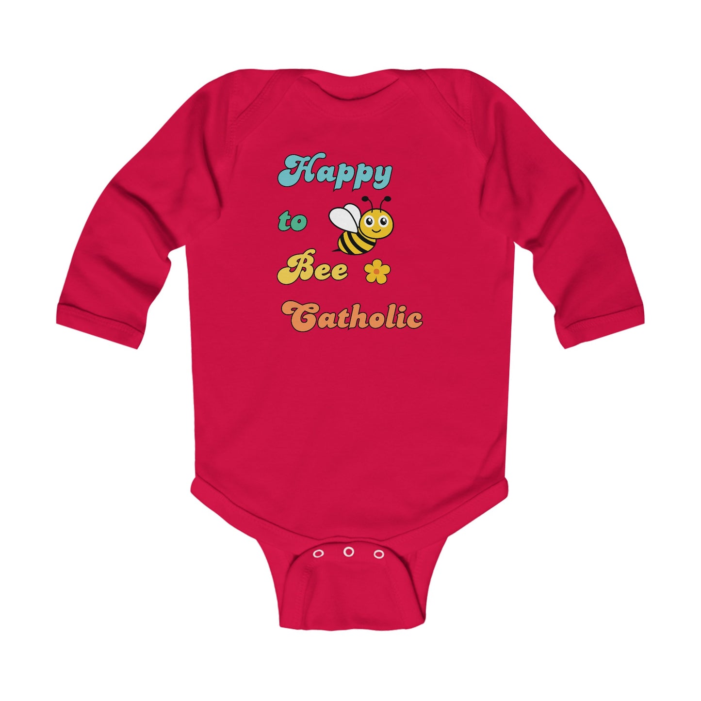 Happy to Bee Catholic | Boy & Girl Long Sleeve Bodysuit