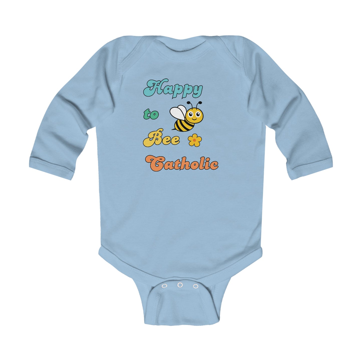 Happy to Bee Catholic | Boy & Girl Long Sleeve Bodysuit