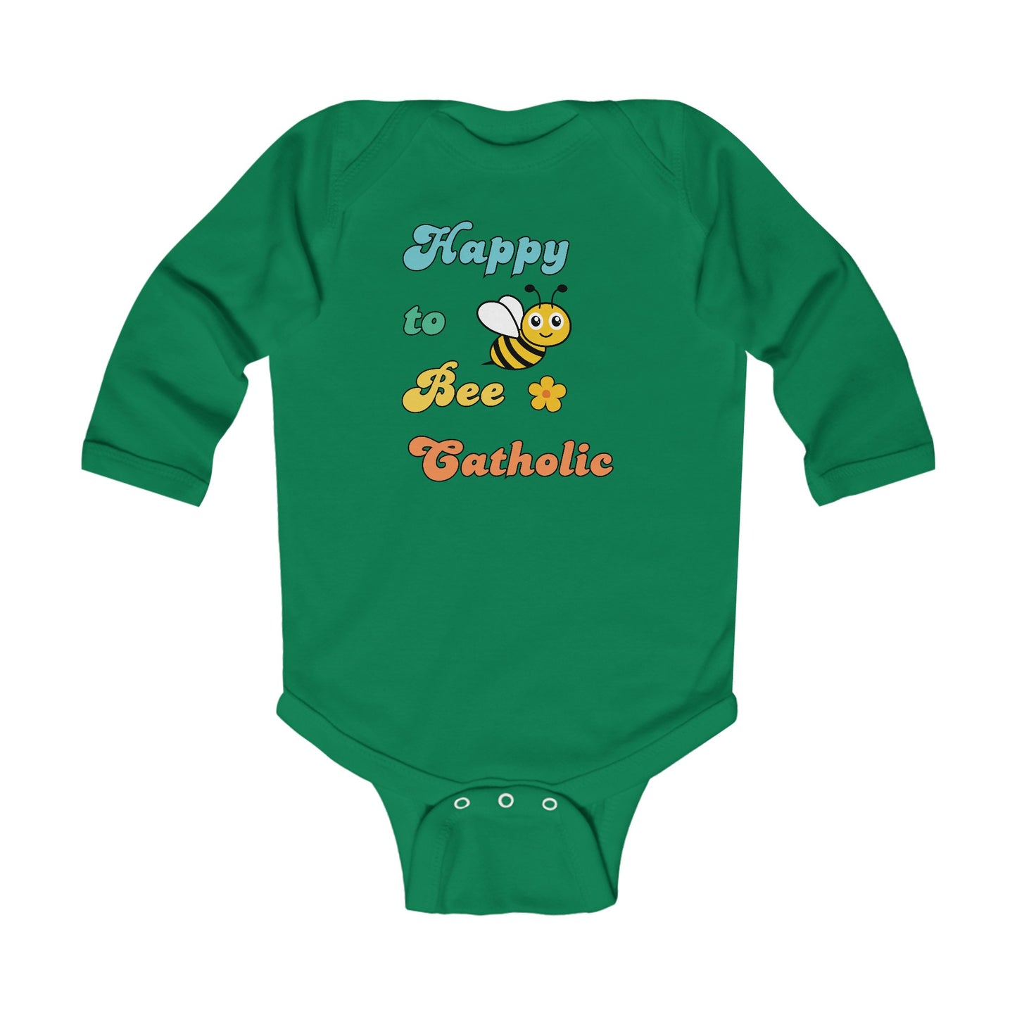 Happy to Bee Catholic | Boy & Girl Long Sleeve Bodysuit