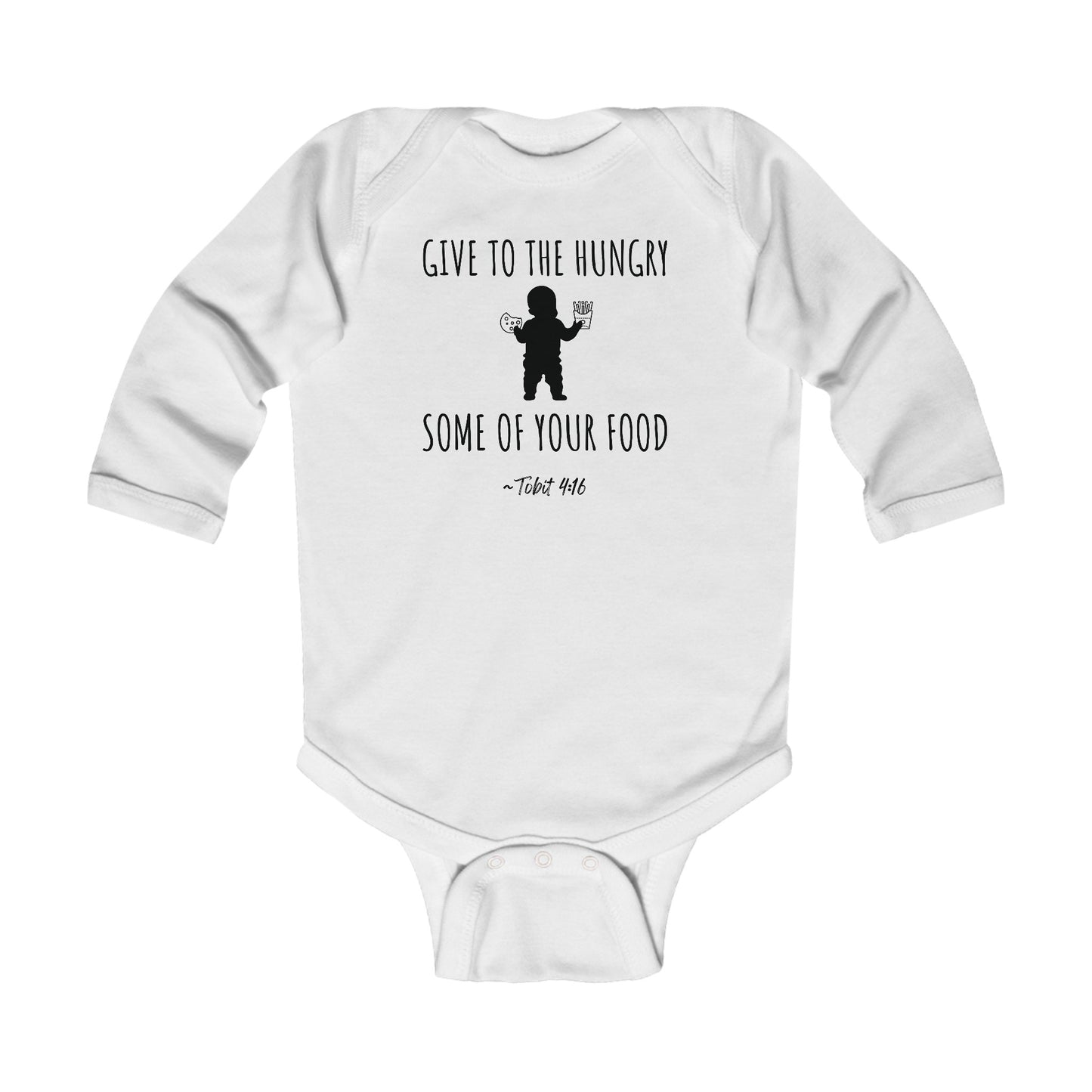 Give to the Hungry Some of Your Food | Boy & Girl Long Sleeve Bodysuit