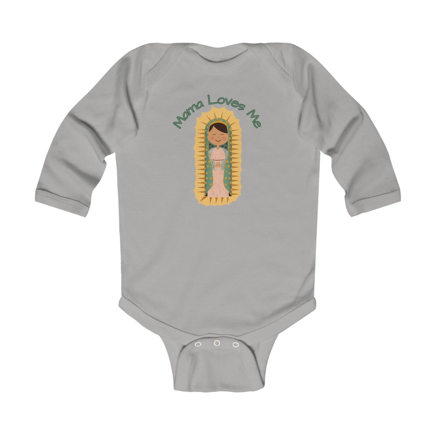 Mama Loves Me—Our Lady of Guadalupe | Boy & Girl Long Sleeve Bodysuit