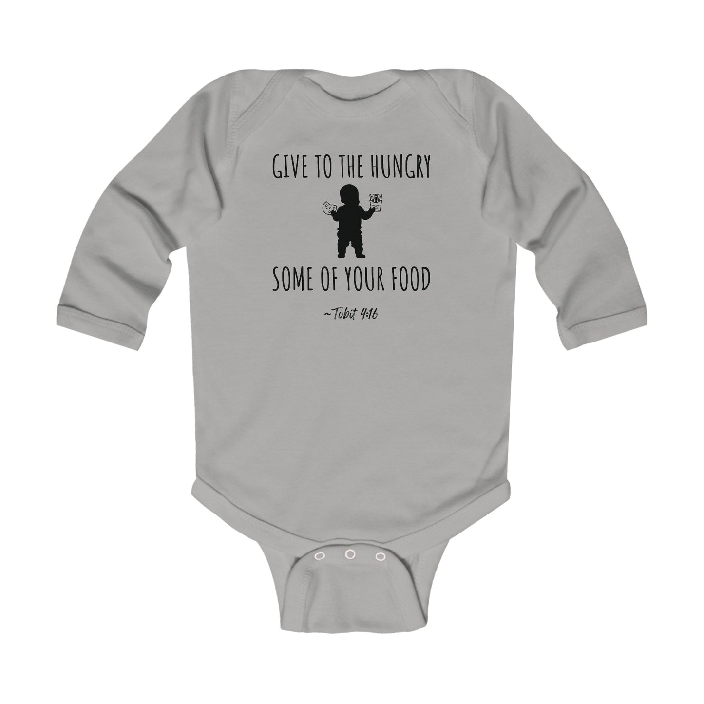 Give to the Hungry Some of Your Food | Boy & Girl Long Sleeve Bodysuit