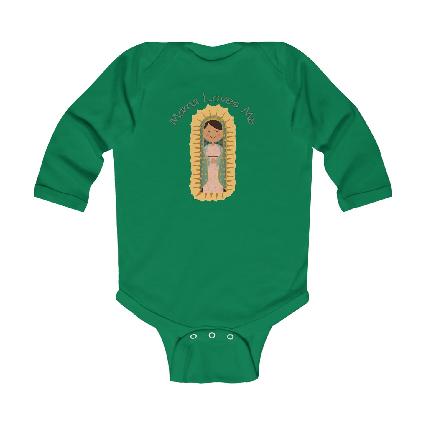 Mama Loves Me—Our Lady of Guadalupe | Boy & Girl Long Sleeve Bodysuit