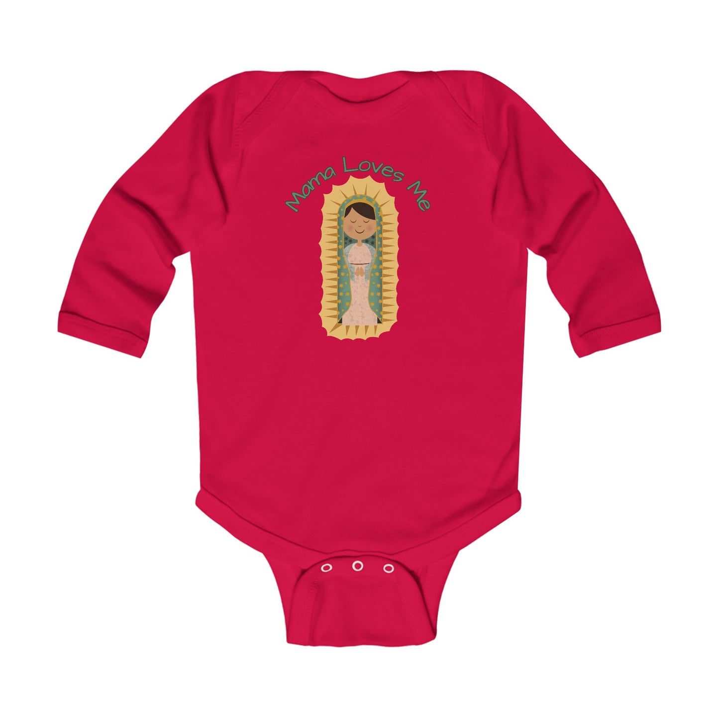 Mama Loves Me—Our Lady of Guadalupe | Boy & Girl Long Sleeve Bodysuit