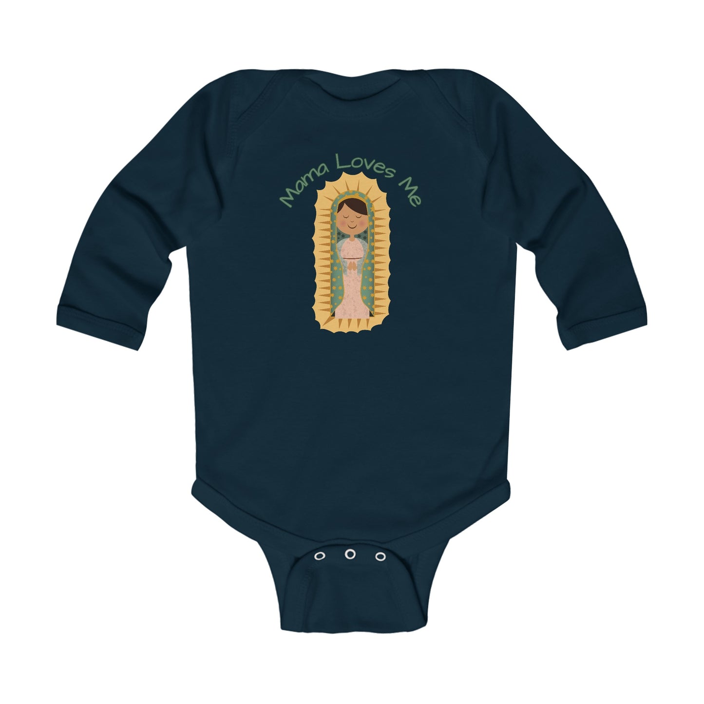 Mama Loves Me—Our Lady of Guadalupe | Boy & Girl Long Sleeve Bodysuit