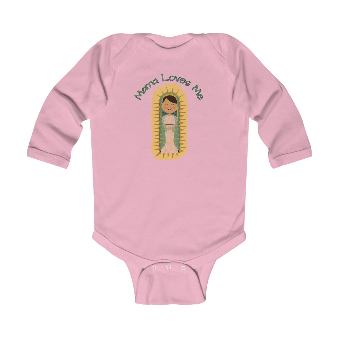 Mama Loves Me—Our Lady of Guadalupe | Boy & Girl Long Sleeve Bodysuit