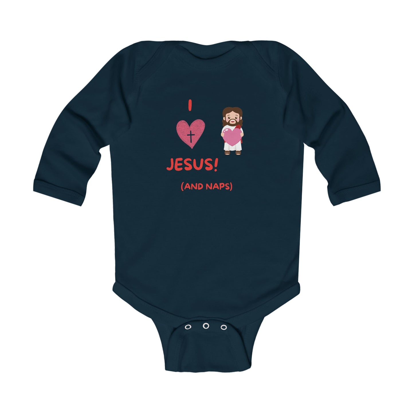 I Love Jesus and Naps | Boy & Girl Long Sleeve Bodysuit