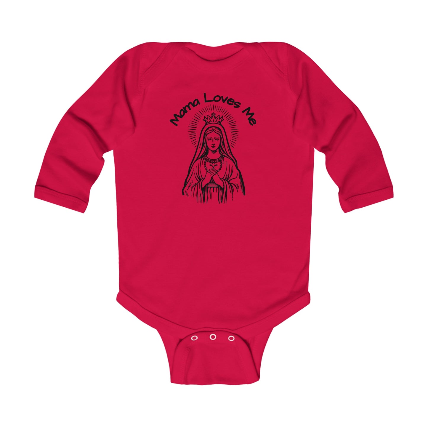 Mama Loves Me—Our Lady Queen of Heaven | Boy & Girl Long Sleeve Bodysuit