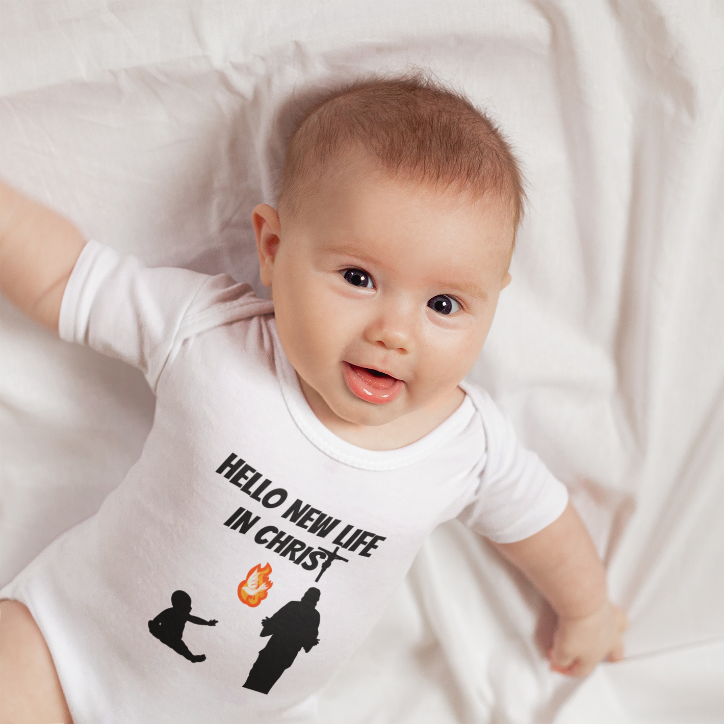 Hello New Life in Christ Baptism Boy Girl Bodysuit