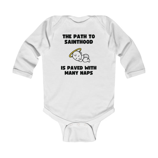The Path to Sainthood Is Paved With Many Naps | Boy & Girl Long Sleeve Bodysuit