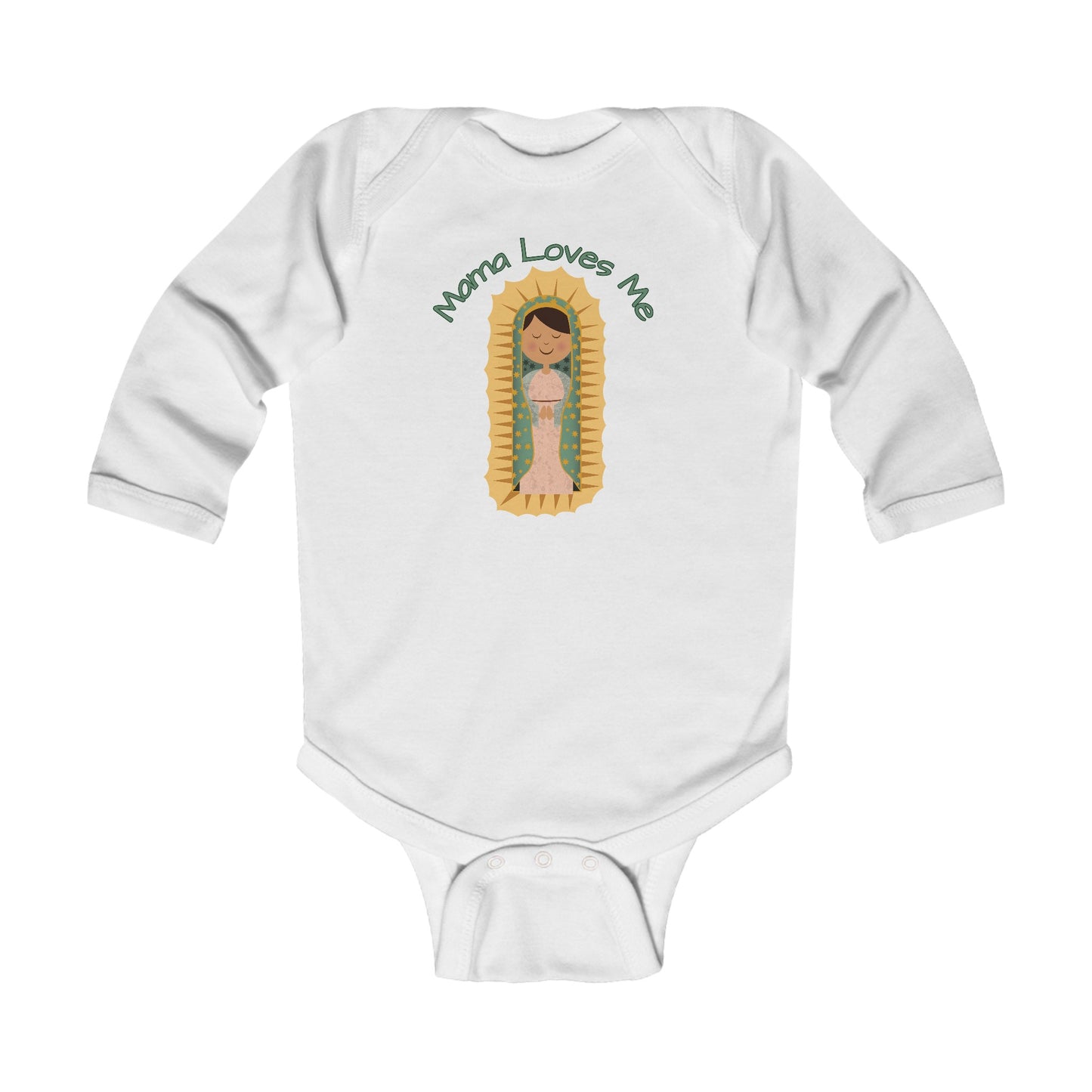 Mama Loves Me—Our Lady of Guadalupe | Boy & Girl Long Sleeve Bodysuit
