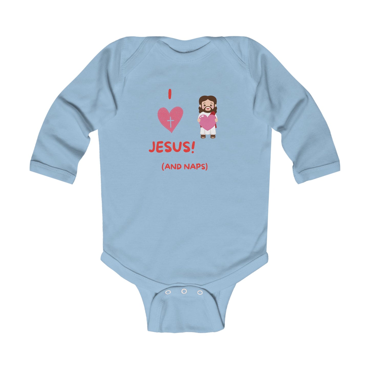 I Love Jesus and Naps | Boy & Girl Long Sleeve Bodysuit