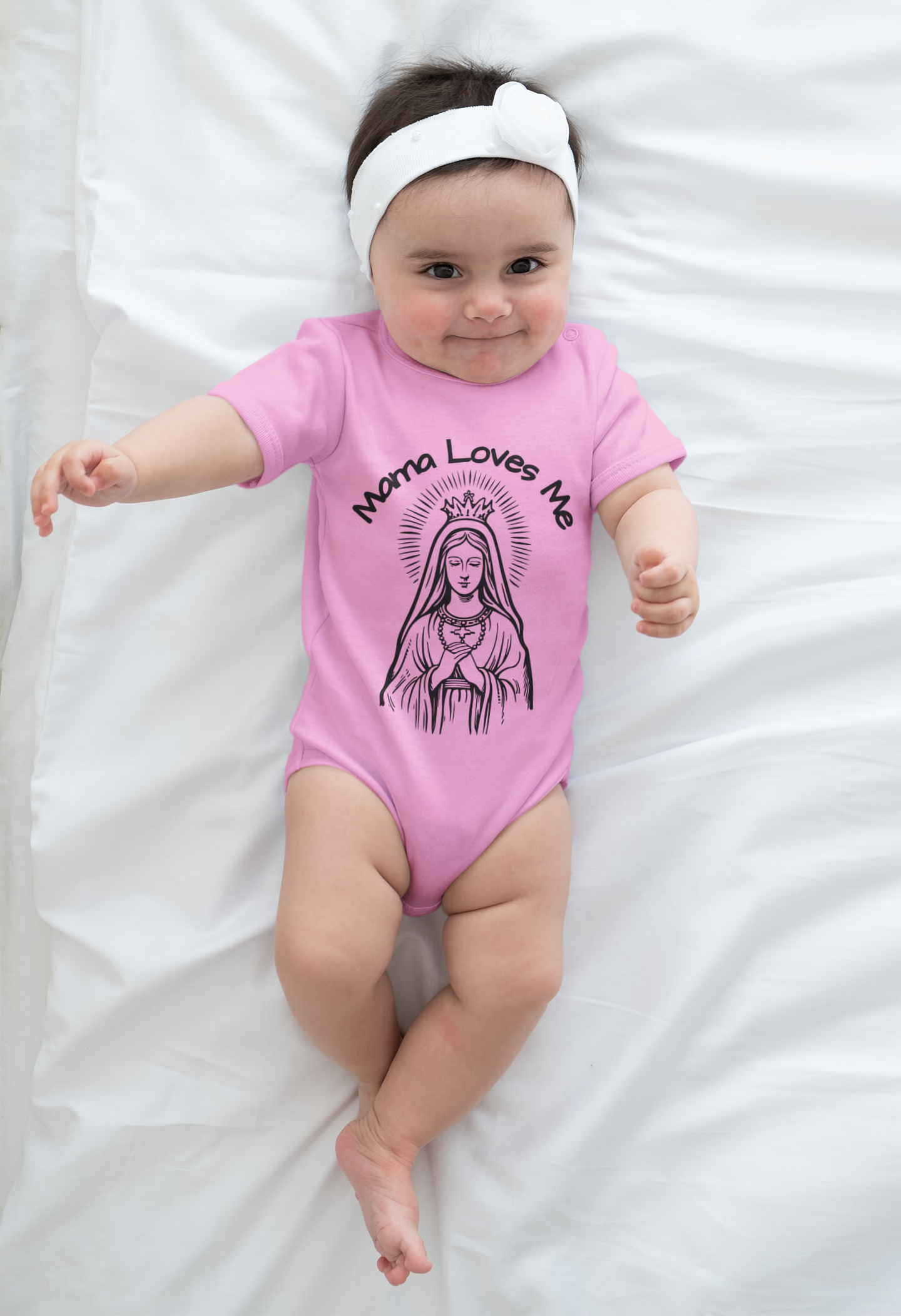 Mama Loves Me—Our Lady Queen of Heaven | Boy & Girl Bodysuit