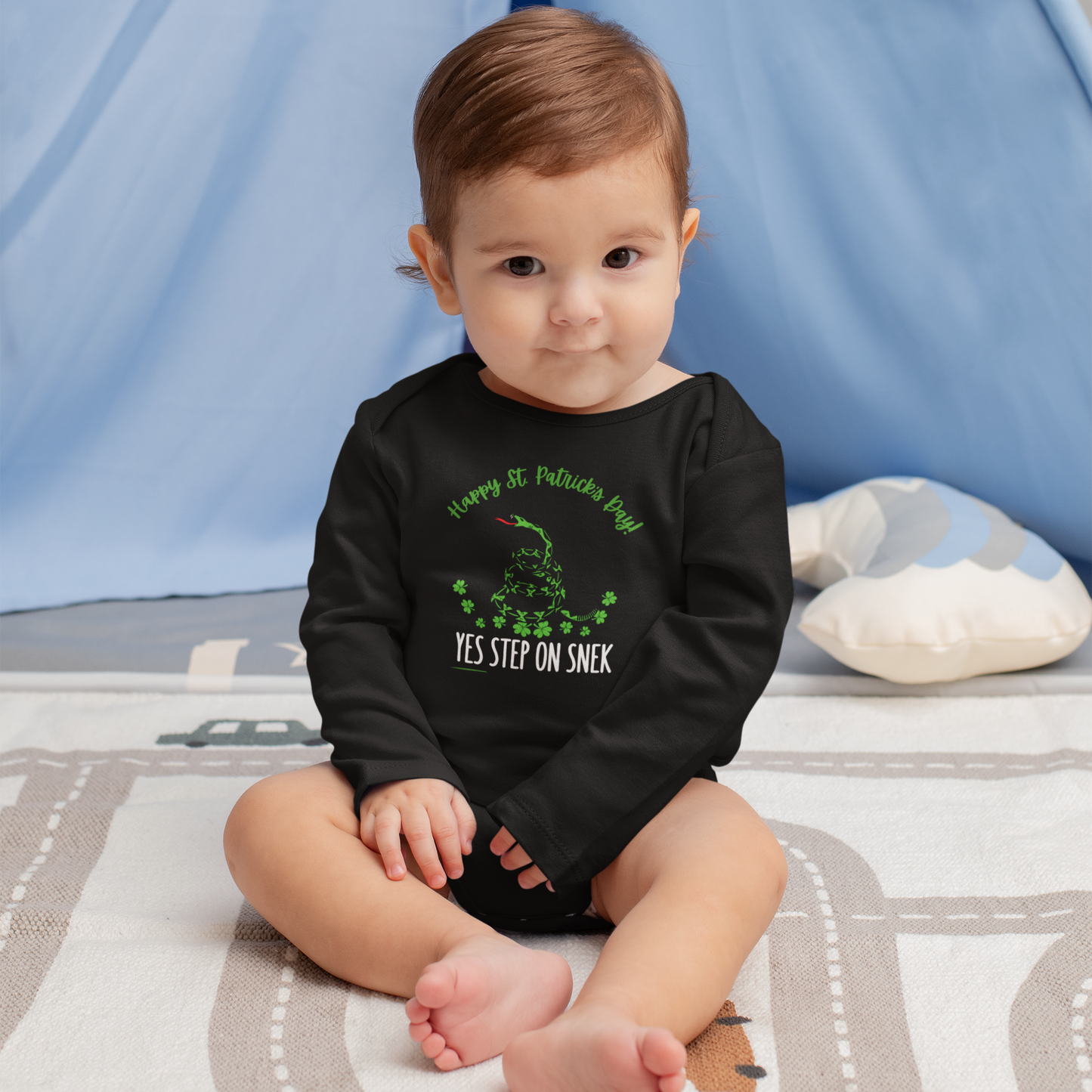 Yes Step on Snek - St. Patrick's Day | Boy & Girl Long Sleeve Bodysuit